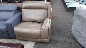 Jason Furniture Beige Leather One-Arm Power Recliner