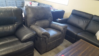 Benton Charcoal Microsuede Recliner with Contrast Stitching Accents