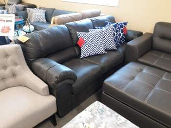 Benton Charcoal Microsuede Sofa with Contrast Stitching Accents