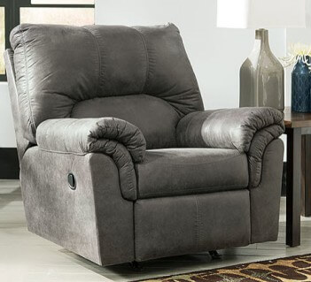 Benton Charcoal Microsuede Recliner with Contrast Stitching Accents