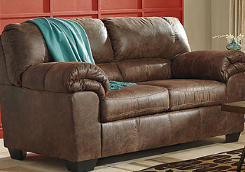 Benton Toffee Microsuede Loveseat with Contrast Stitching Accents