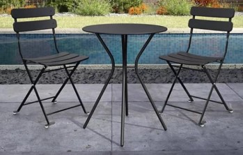 Outdoor Black Metal Folding Bistro Table & 2 Chairs