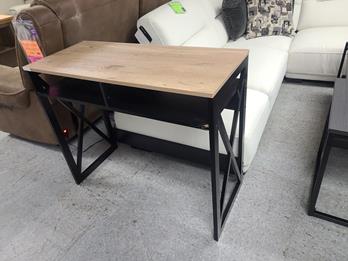 Black Desk with X Sides & Natural Finish Top (blemish)
