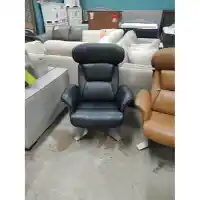 Jason Furniture Florida Black Leather Swivel Chair with Adjustable Headrest & Backrest