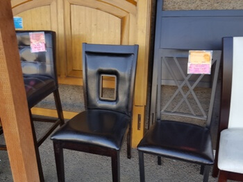 Homelegance Black Faux Leather Side Chair with Cut-Out Back Accent