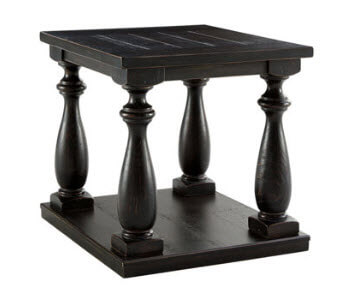 Black Square End Table with Turned Legs