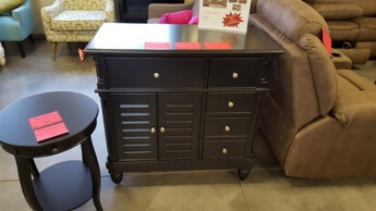 Homelegance Black Console Cabinet with Louvered Doors