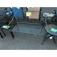 Outdoor Black Powdered-Coated Steel Bench