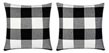 Black & White Plaid Throw Pillows (set of 2)