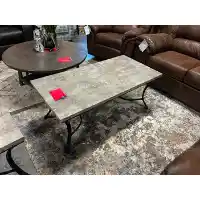 Powell Black Metal Coffee Table with Faux Slate Top