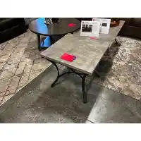Powell Black Metal End Table with Faux Slate Top