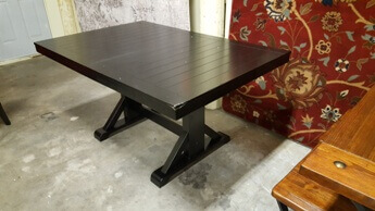 Antique Black Rectangular Dining Table with Butterfly Leaf (blemish)