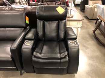 Abbyson Black Leather Power Theater Recliner with Cupholders (blemished)