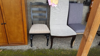 Homelegance Black Ladder-Back Side Chair with Beige Seat