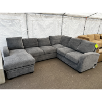 Aria Charcoal Sectional with Pop-Up Sleeper (blemished)