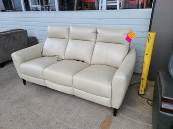 Jason Furniture Crosslin Beige Power Reclining Sofa with Power Headrest (blemish)