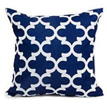 Dark Blue Throw Pillows with Elegant White Accents (set of 2)