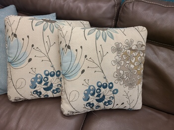 Ivory & Teal Floral Throw Pillows (set of 2)