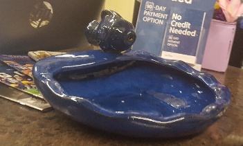 Blue Ceramic Fountain with Fish Accent