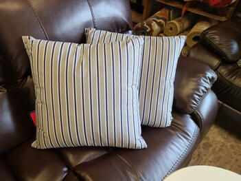 Rizzy Silver, White & Blue Striped Throw Pillows (set of 2)