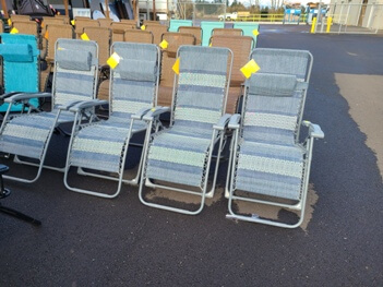 White & Blue Striped Zero-Gravity Outdoor Recliner (blemished)
