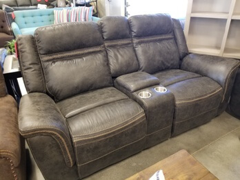 Homelegance Boise Brown Microsuede Reclining Loveseat with Console