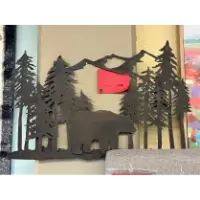 Distressed Bronze Bear in the Trees Metal Wall Art