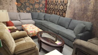 Plush Blue & Beige 4-Piece Sectional