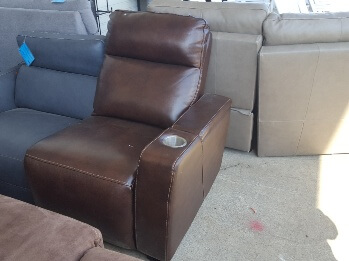 Manwah Dark Brown Leather One-Arm Leather Chair with Cupholder (does not recline)