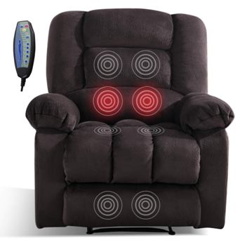 Ebello Dark Brown Manual Recliner with Heat & Massage