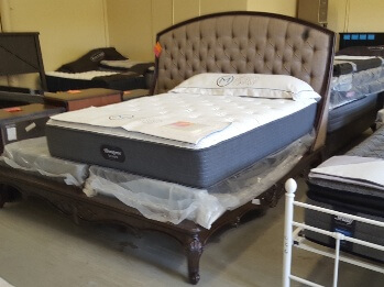 Homelegance Elegant Beige Tufted King Bed with Carved Espresso Frame
