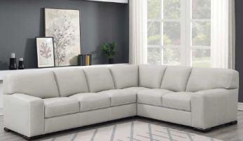 Simon Li Buckley Ivory Leather Sectional with Blanket Stitching Accents