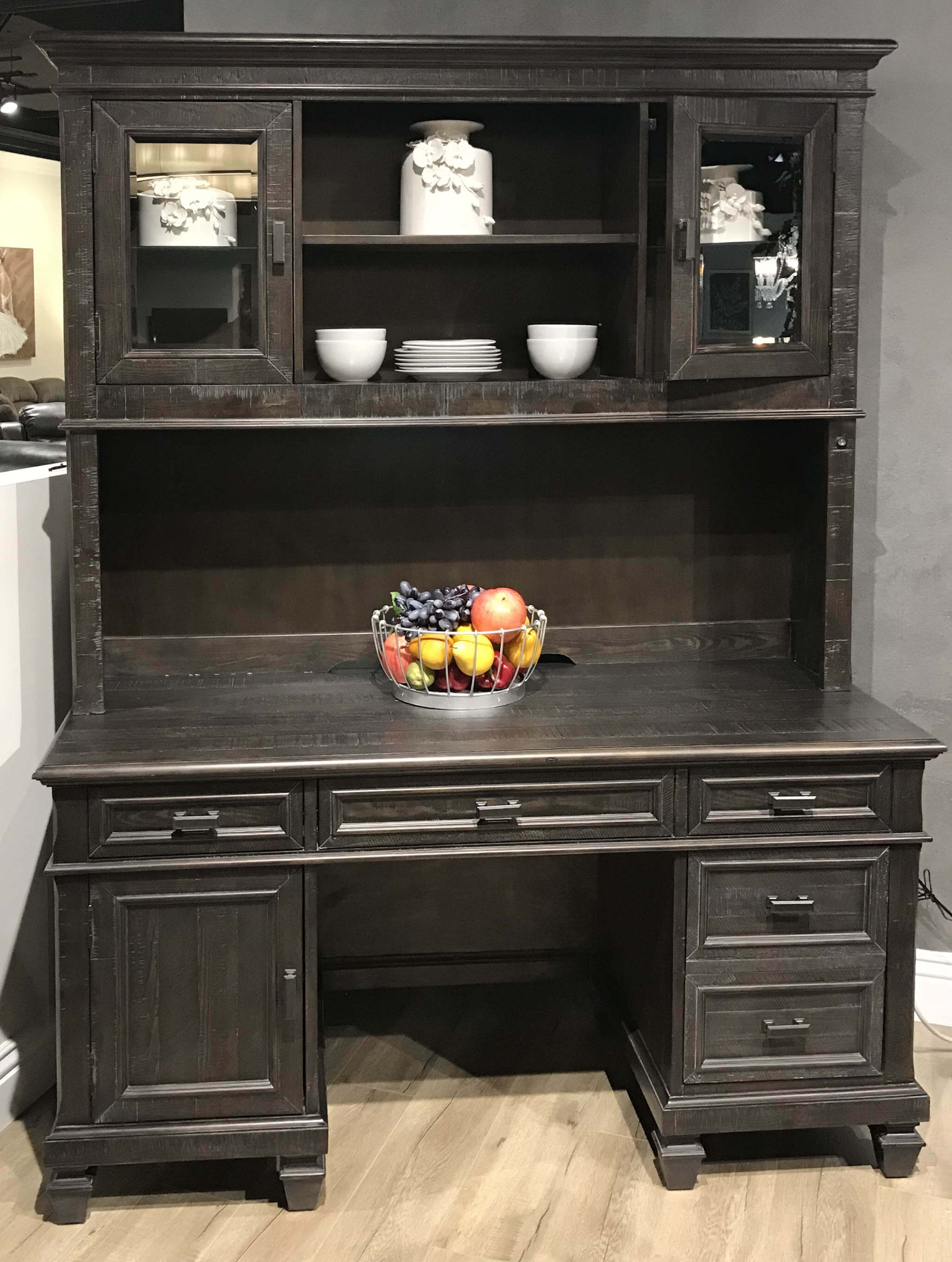 New Classic Cadiz Rustic Hardwood Desk With Hutch
