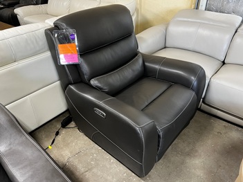 Violino Caesar Charcoal Leather Zero-Gravity Dual Power Recliner