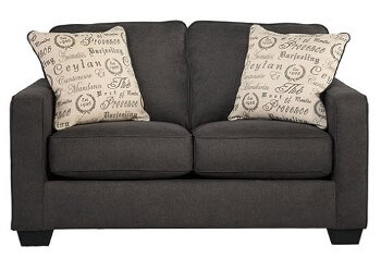 Ashley Camden Charcoal Fabric Loveseat with Squared Arms