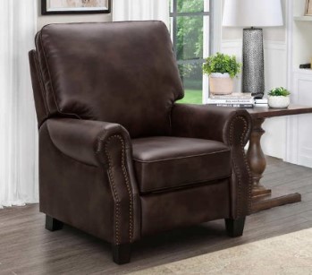 Abbyson Carlyle Brown Leather Pushback Recliner