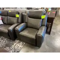 Jason Furniture Cassidy Dual Power Recliner in Odessa Charcoal Leather