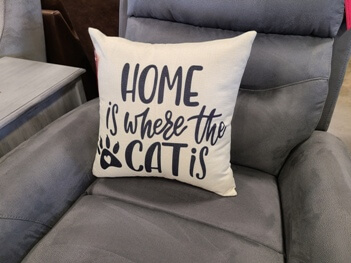 HOME IS WHERE THE CAT IS Fabric Throw Pillow