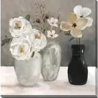 Streamline Neutral Floral Vases I 24 x 24 Wall Art