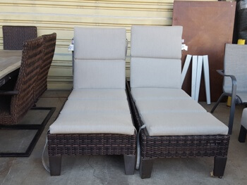 Peak Season Resin Wicker Chaise Lounge with Beige Cushions