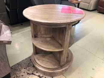 Vintage Furniture Chalet Round Accent Table in Granite