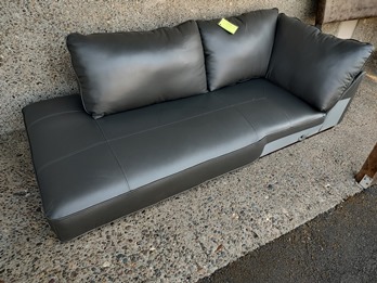 Charcoal Leather Right-Hand Chaise (no legs)
