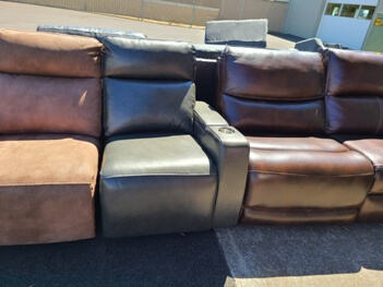 Manwah Charcoal Leather One-Arm Chair with Cupholder