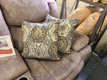 Silver, Charcoal & Gold Patterned Throw Pillows (set of 2)
