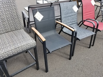Outdoor Charcoal Mesh Outdoor Chair with Wood Arms
