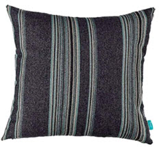Dark Blue, Charcoal & Ivory Striped Throw Pillow