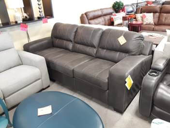 Ashley Leigh Charcoal Microsuede Sofa with Diamond Stitching Accents