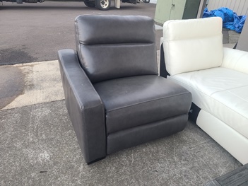 Charcoal Leather One-Arm Chair