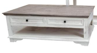 Vintage Furniture Charleston Coffee Table in Nero White with Granite Top