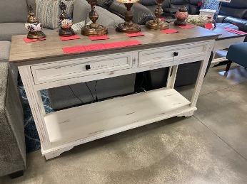 Vintage Furniture Charleston Console Table in Nero White with Granite Top